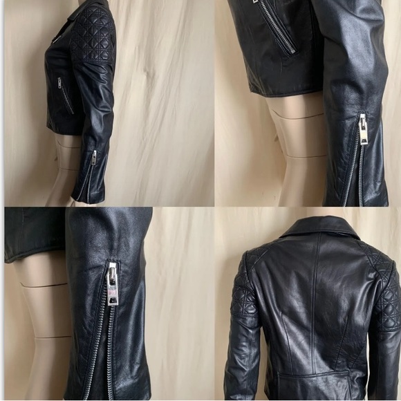 Christian Dior black leather quilted moto jacket - Picture 4 of 16